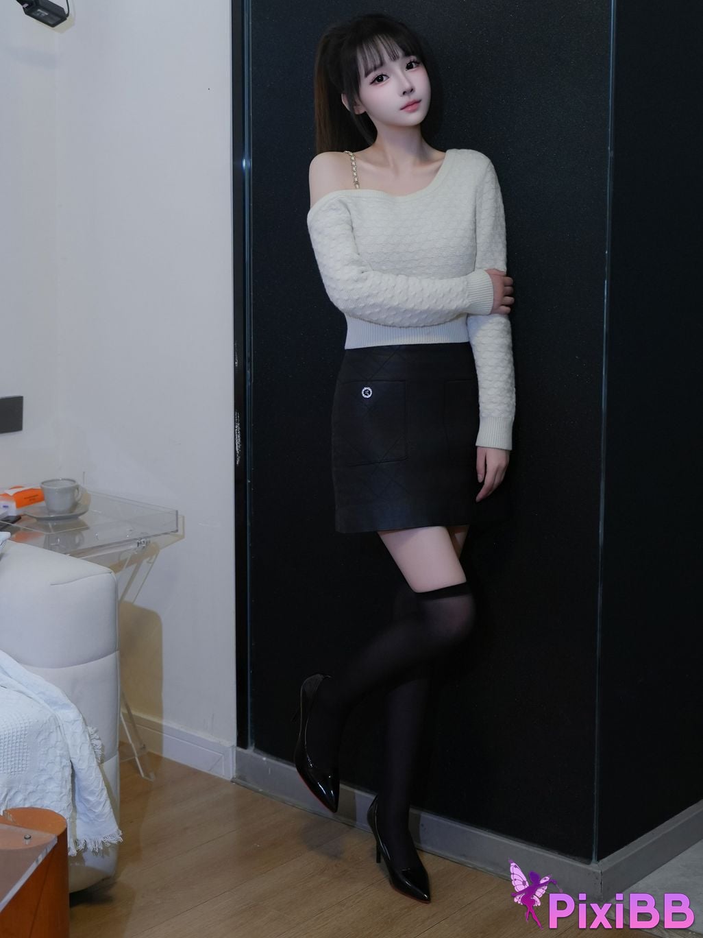 XR Uncensored Shen Mier R18 XIUREN model black and white life PixiBB.COM 023