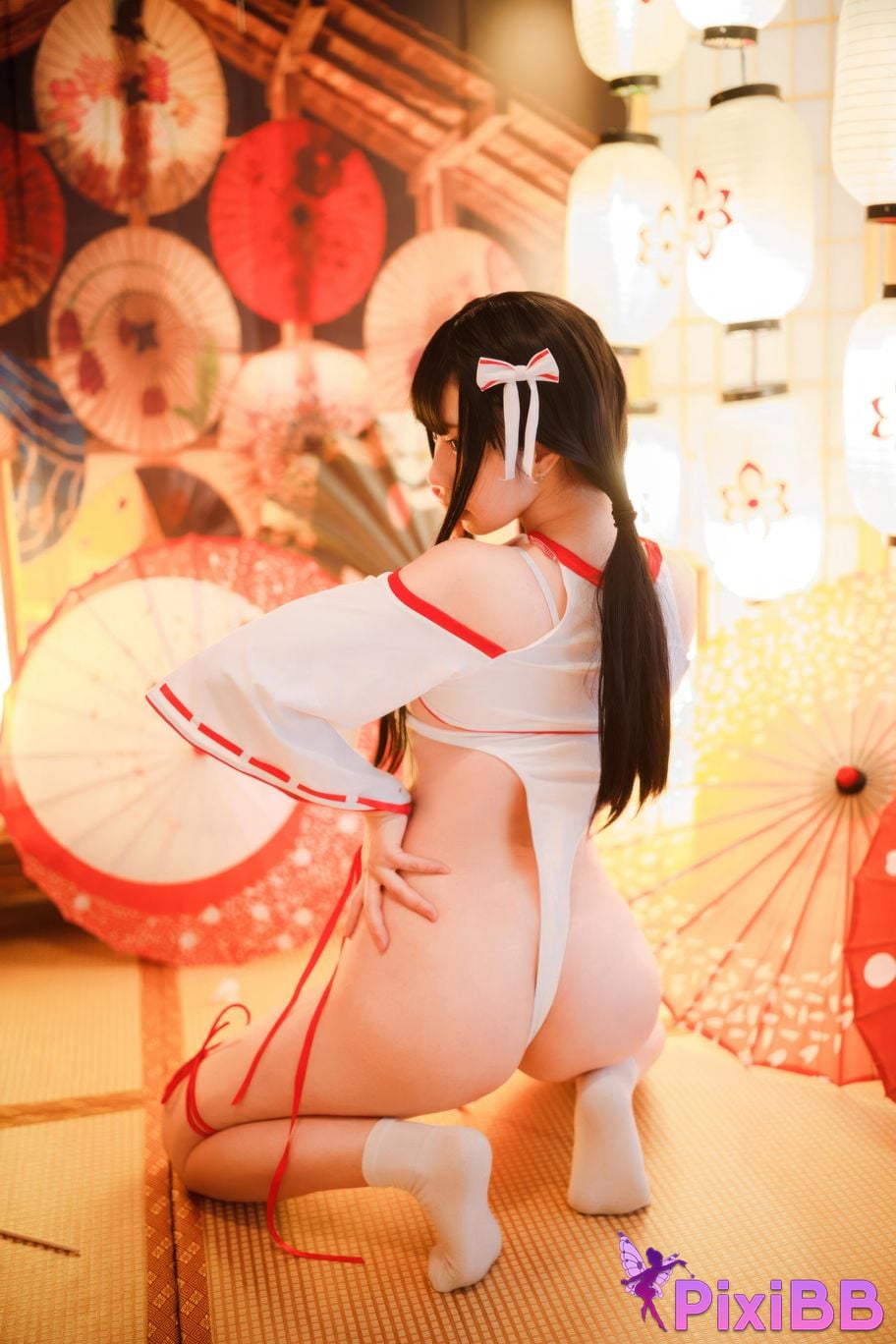 Cosplayer walnut cat Kurumineko One hundred thousand precious volts shrine maiden zombie PixiBB.COM 063