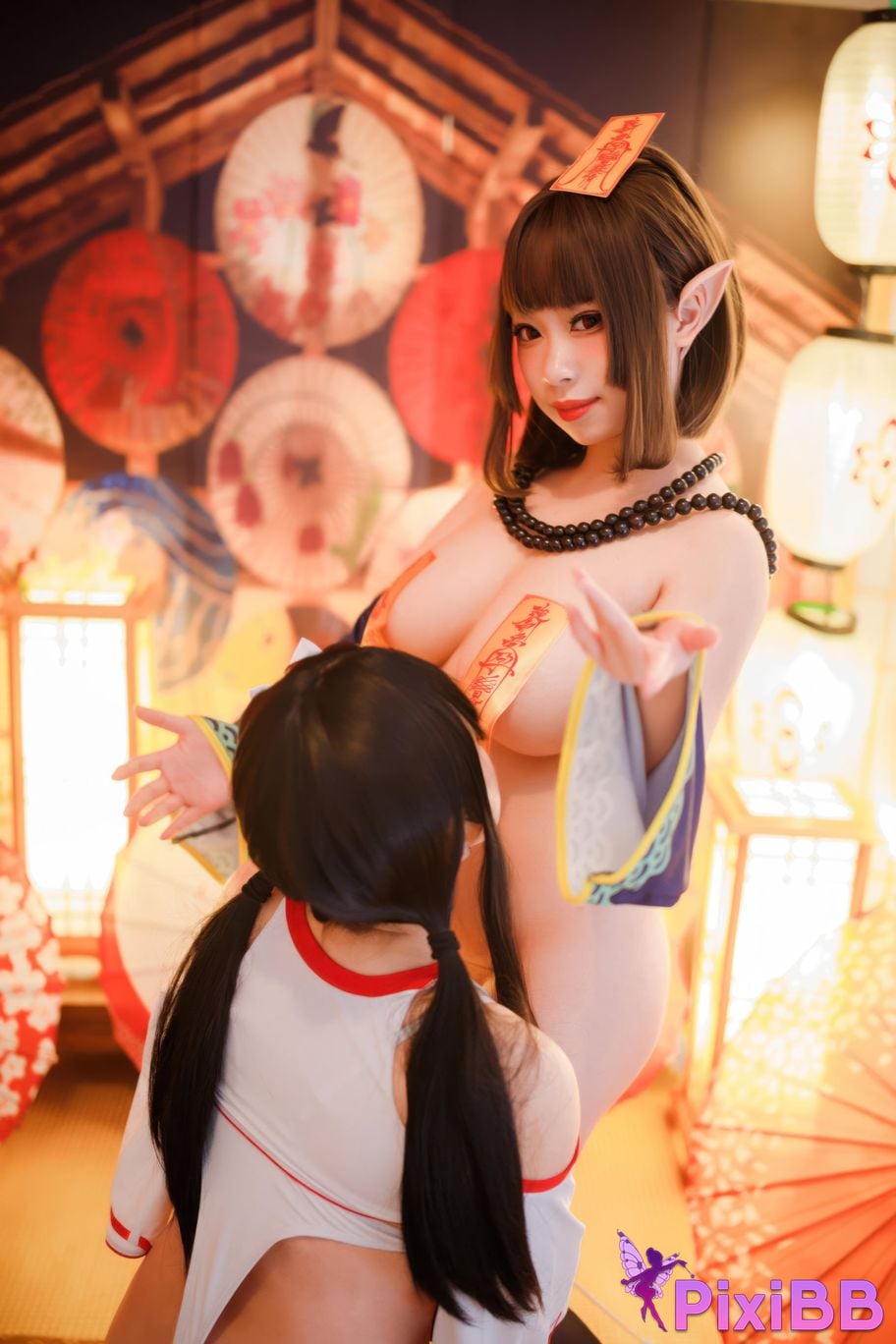 Cosplayer walnut cat Kurumineko One hundred thousand precious volts shrine maiden zombie PixiBB.COM 087