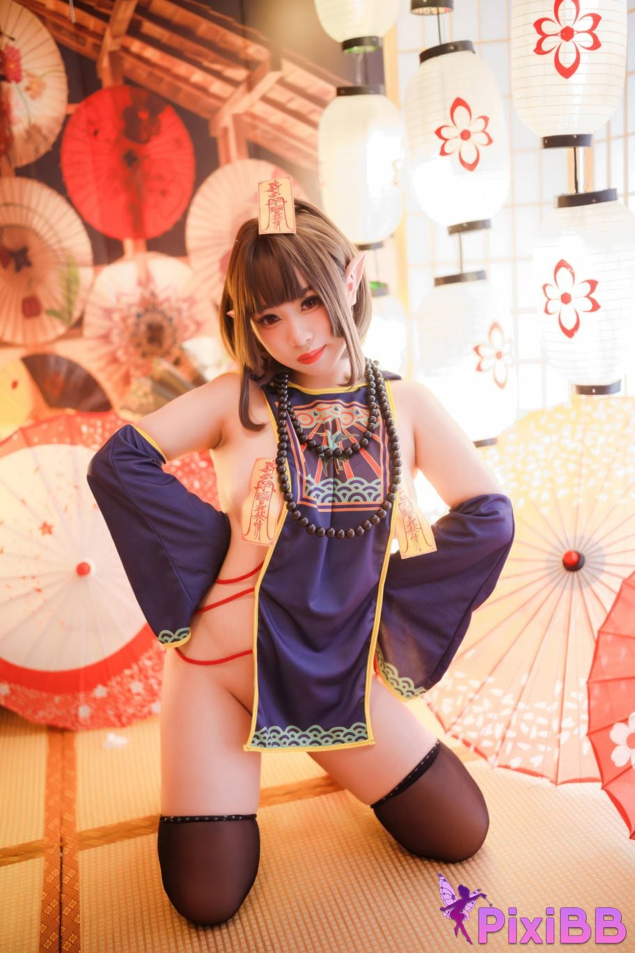 Cosplayer walnut cat Kurumineko One hundred thousand precious volts shrine maiden zombie PixiBB.COM 110