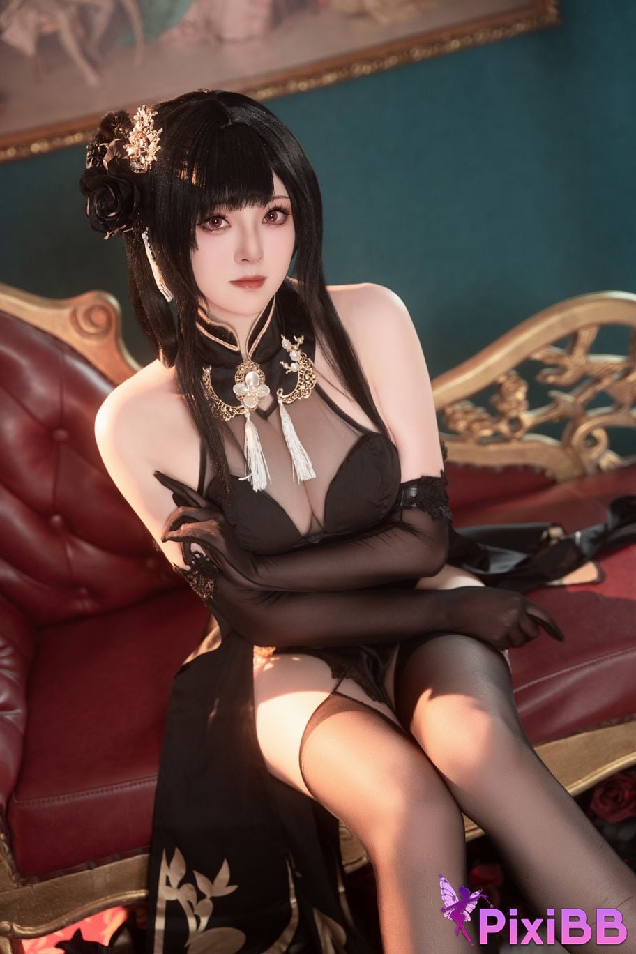 Cosplayer Natsuko Azur Lane Zhenhai Cheongsam PixiBB.COM 048