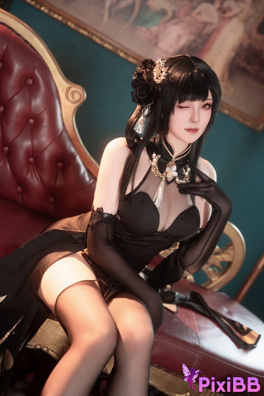 Cosplayer Natsuko Azur Lane Zhenhai Cheongsam PixiBB.COM 049