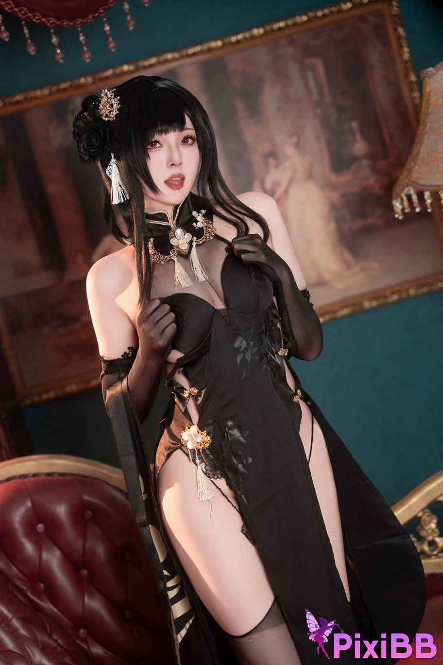 Cosplayer Natsuko Azur Lane Zhenhai Cheongsam PixiBB.COM 053