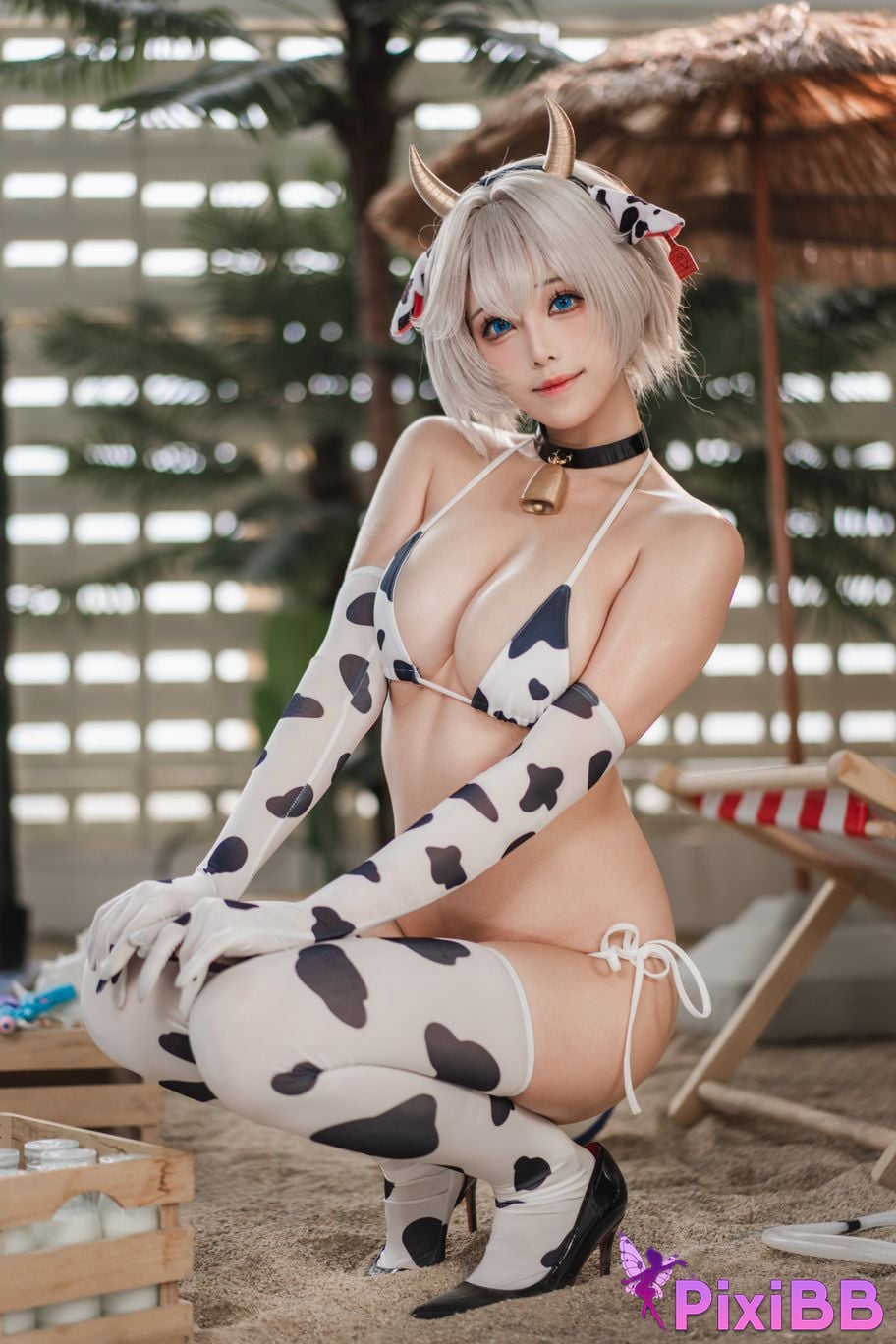 Cosplayer honey cat fur brown dust dairy cow PixiBB.COM 093