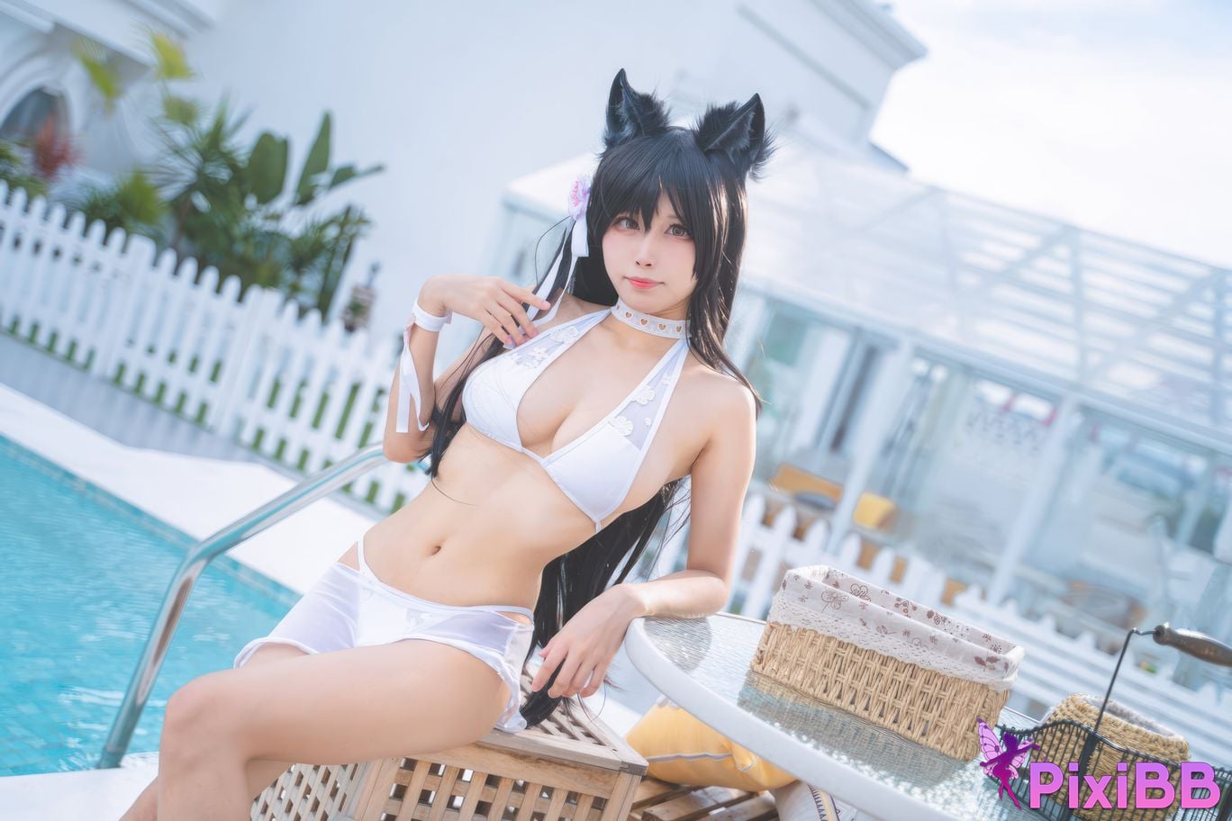 Cosplayer San Wu Ren Xing azur lane Atago swimsuit PixiBB.COM 002