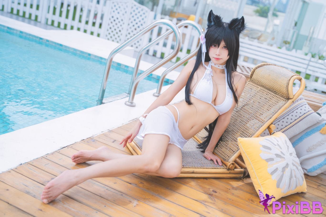 Cosplayer San Wu Ren Xing azur lane Atago swimsuit PixiBB.COM 003