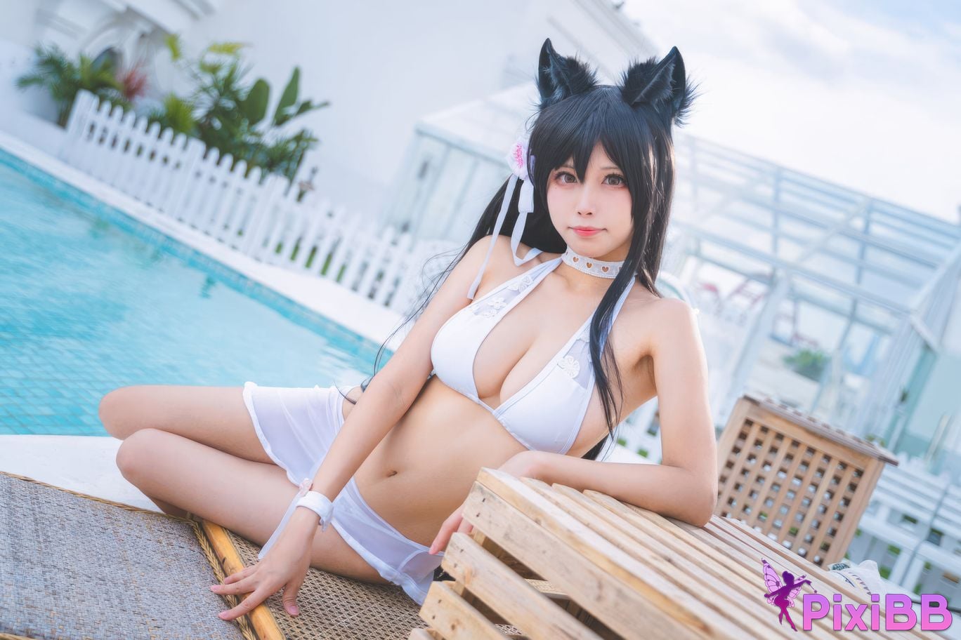 Cosplayer San Wu Ren Xing azur lane Atago swimsuit PixiBB.COM 005