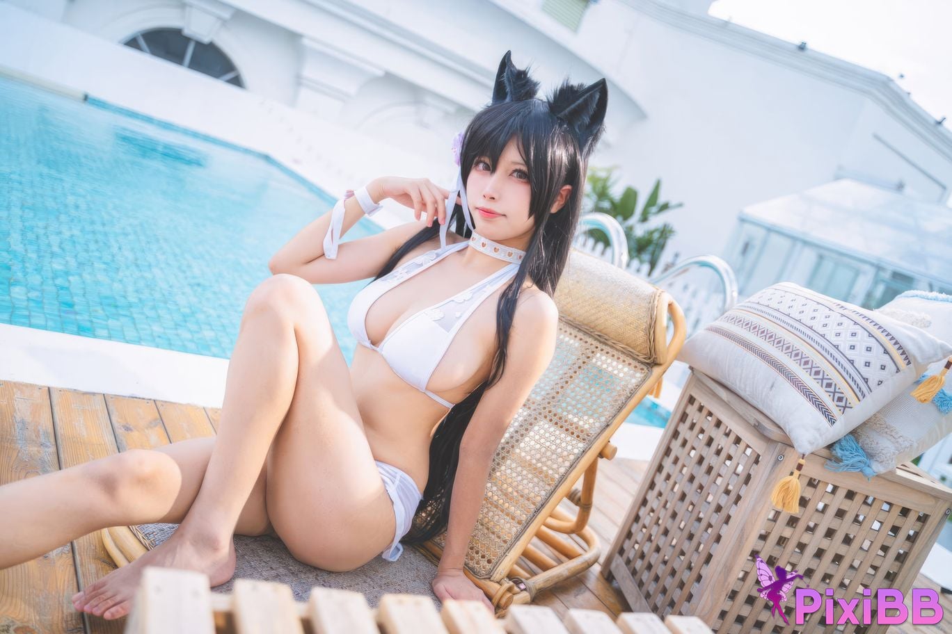 Cosplayer San Wu Ren Xing azur lane Atago swimsuit PixiBB.COM 010
