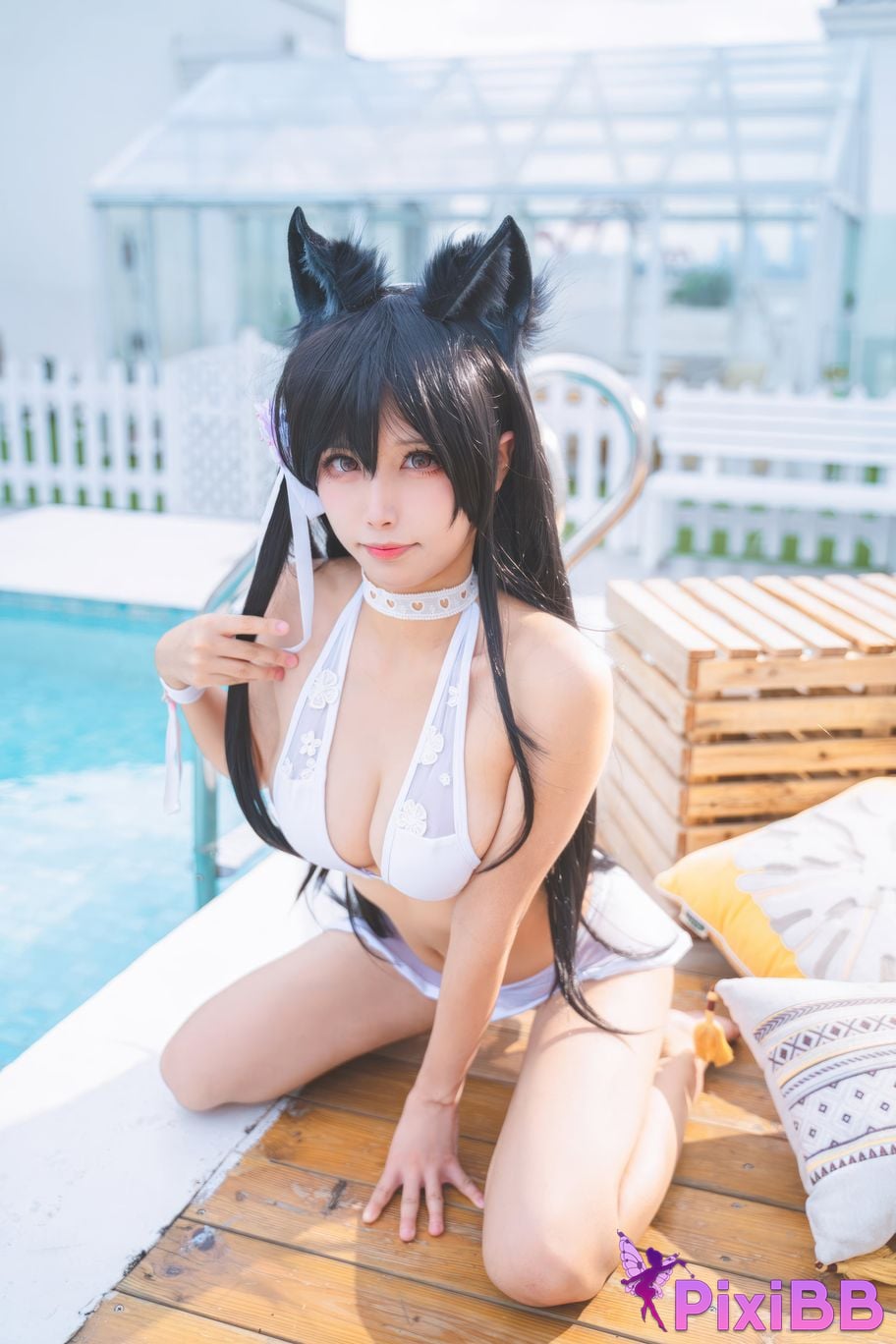 Cosplayer San Wu Ren Xing azur lane Atago swimsuit PixiBB.COM 012