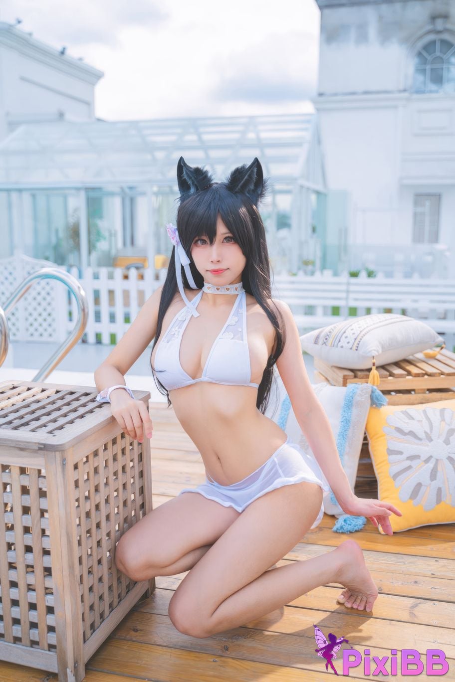 Cosplayer San Wu Ren Xing azur lane Atago swimsuit PixiBB.COM 014