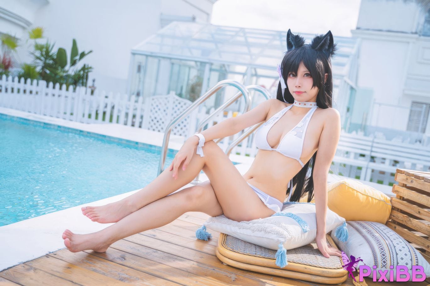 Cosplayer San Wu Ren Xing azur lane Atago swimsuit PixiBB.COM 015