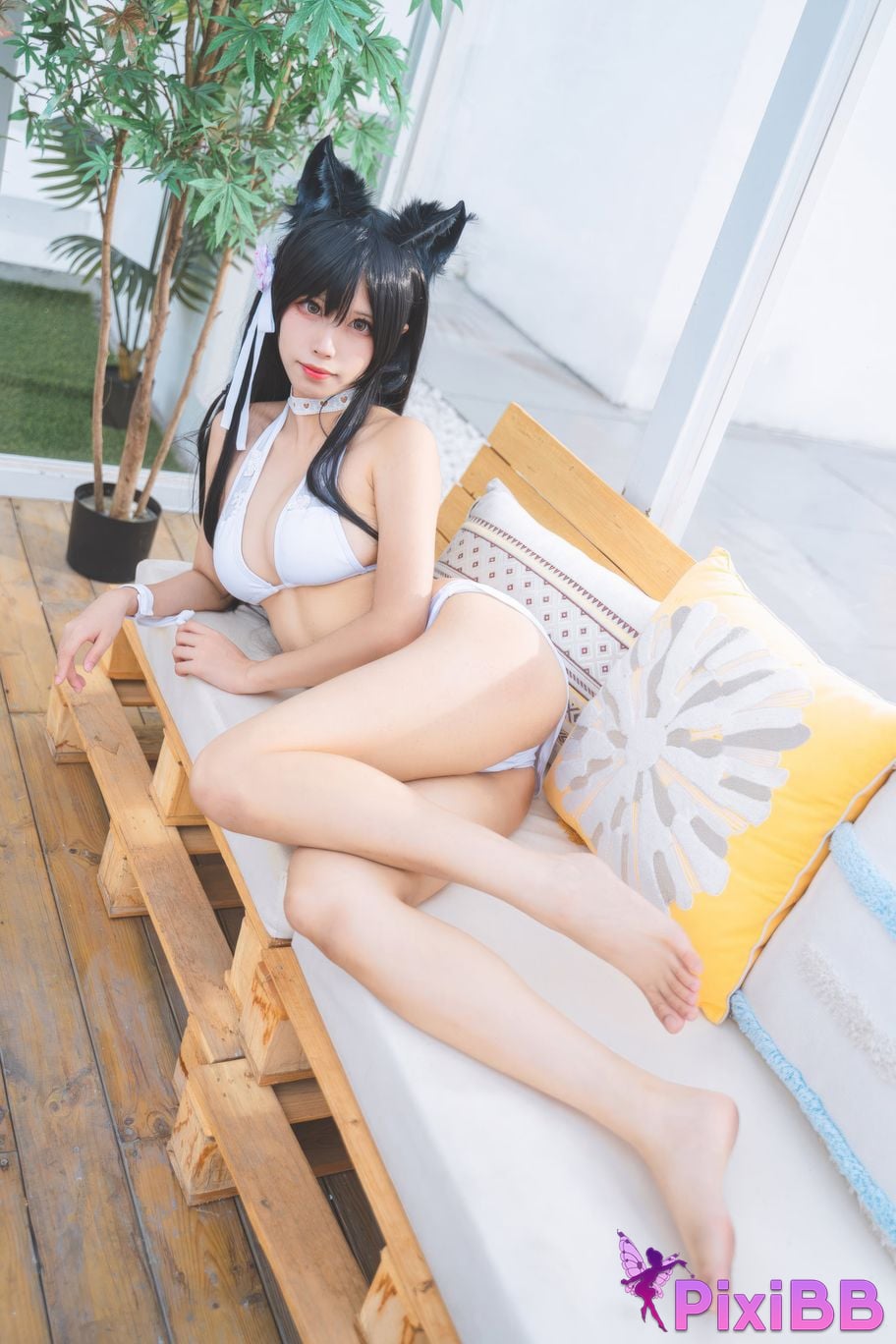 Cosplayer San Wu Ren Xing azur lane Atago swimsuit PixiBB.COM 023