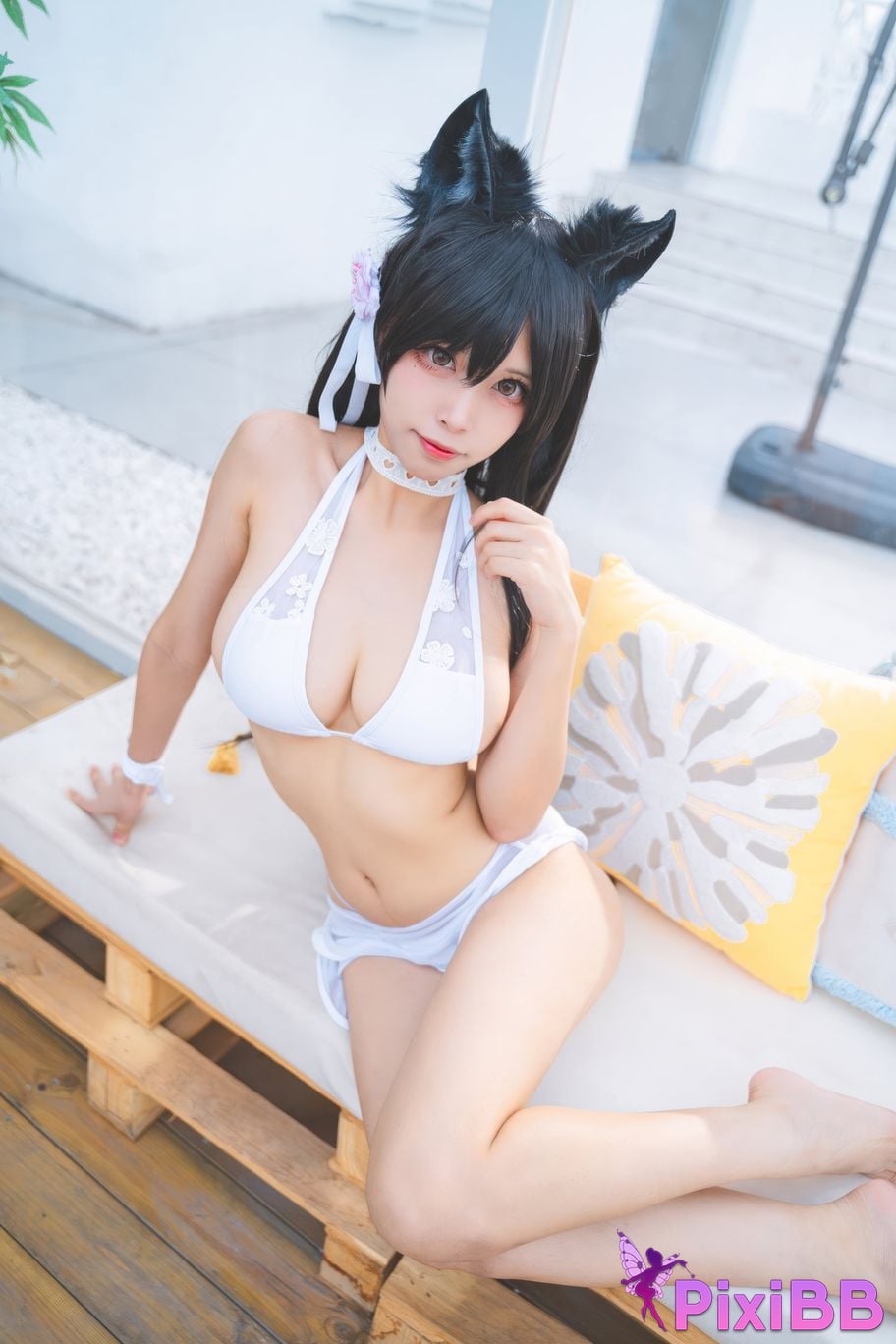 Cosplayer San Wu Ren Xing azur lane Atago swimsuit PixiBB.COM 025