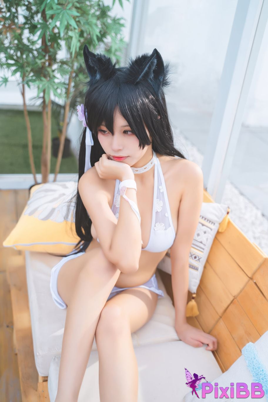 Cosplayer San Wu Ren Xing azur lane Atago swimsuit PixiBB.COM 028