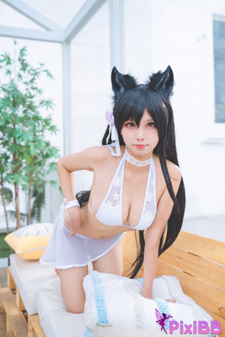 Cosplayer San Wu Ren Xing azur lane Atago swimsuit PixiBB.COM 030