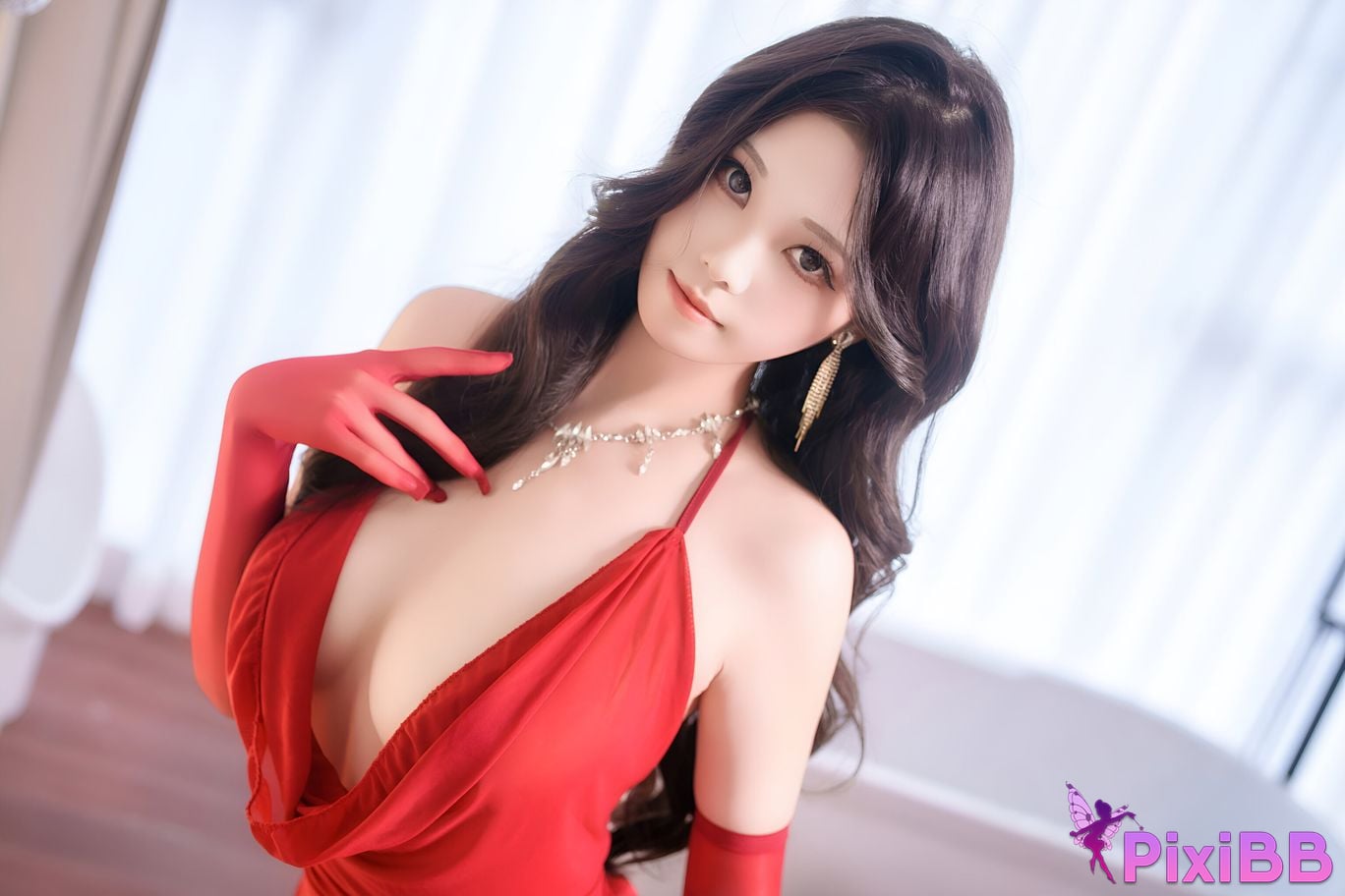 Cosplay Honey Cat Fur Wine Red Christmas PixiBB.COM 023