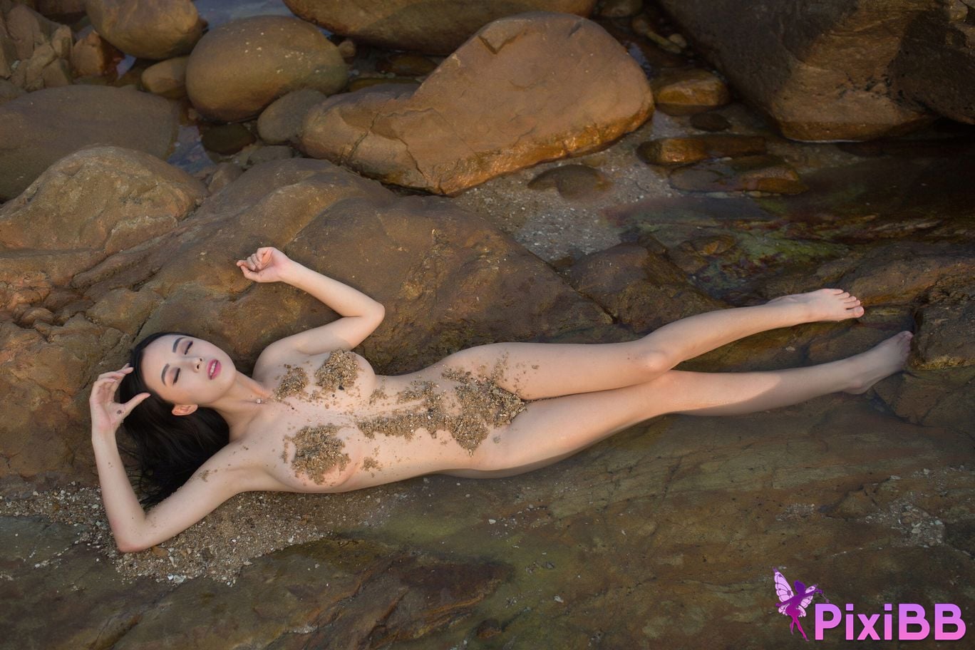 Private Photoshoot Huang Keren goddess of pure desire Outdoor private photography at the beach PixiBB.COM 256