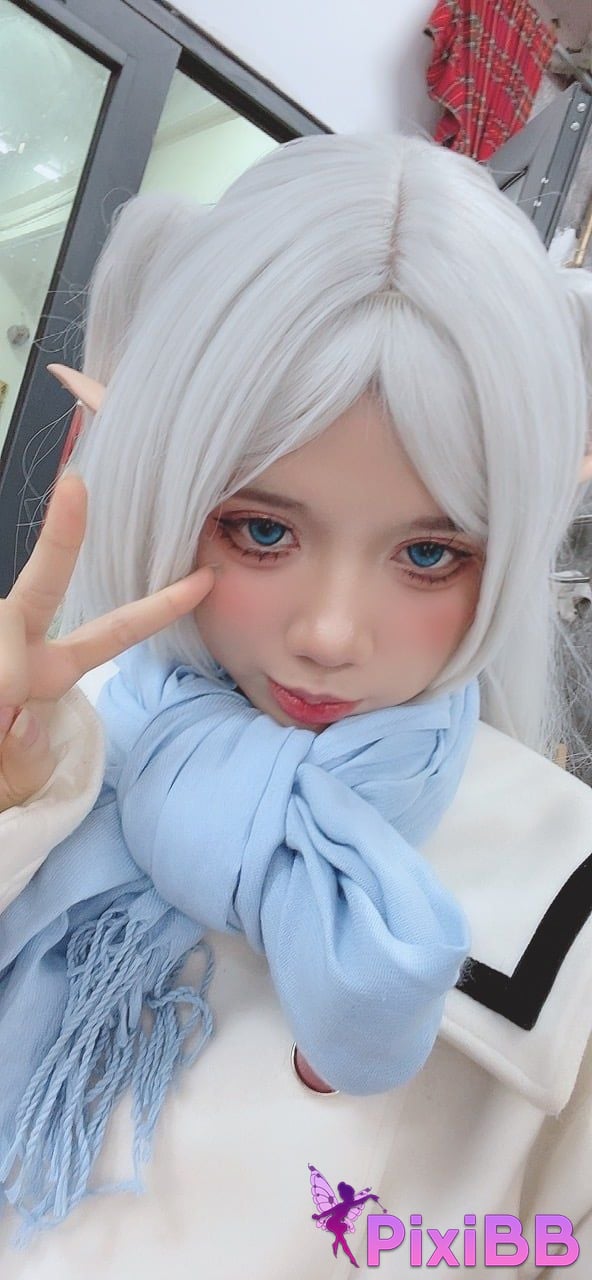 Cosplayer PoppaChan Frieren Winter Florian black silk short boots winter clothing S PixiBB.COM 053