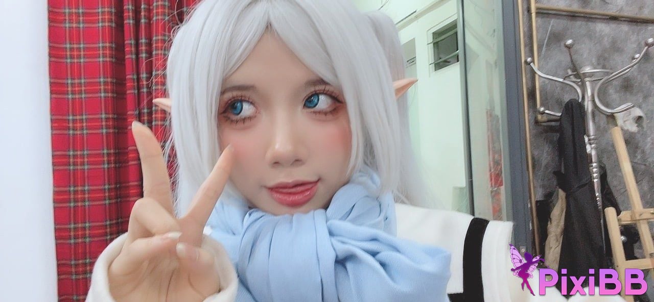 Cosplayer PoppaChan Frieren Winter Florian black silk short boots winter clothing S PixiBB.COM 055