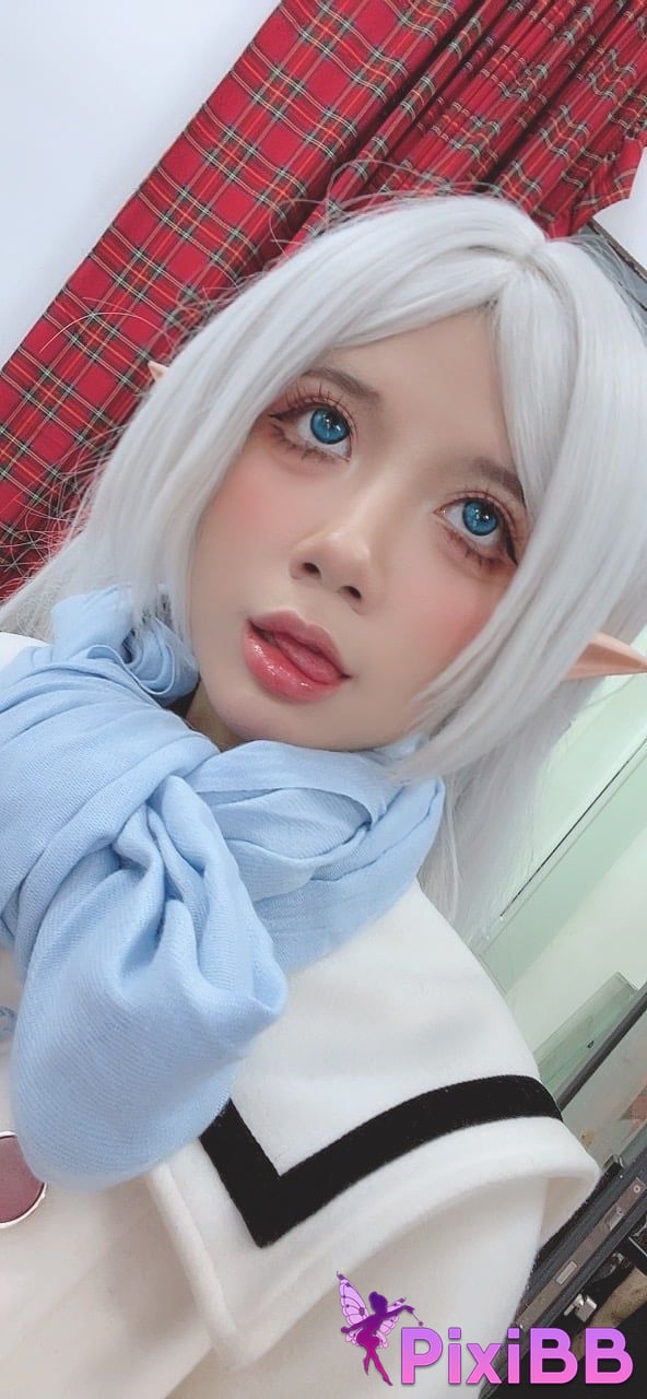 Cosplayer PoppaChan Frieren Winter Florian black silk short boots winter clothing S PixiBB.COM 056