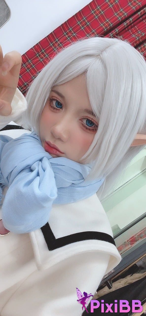 Cosplayer PoppaChan Frieren Winter Florian black silk short boots winter clothing S PixiBB.COM 057