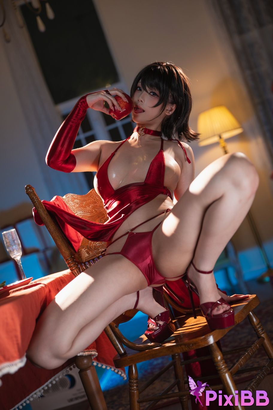 Cosplayer honey cat fur red apple PixiBB.COM 032