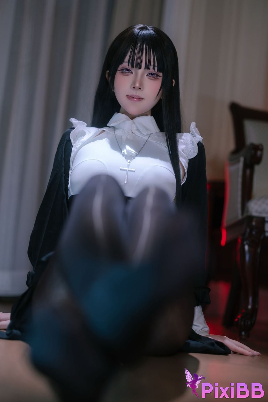 Cosplay Yuyu Black Silk Nun PixiBB.COM 037