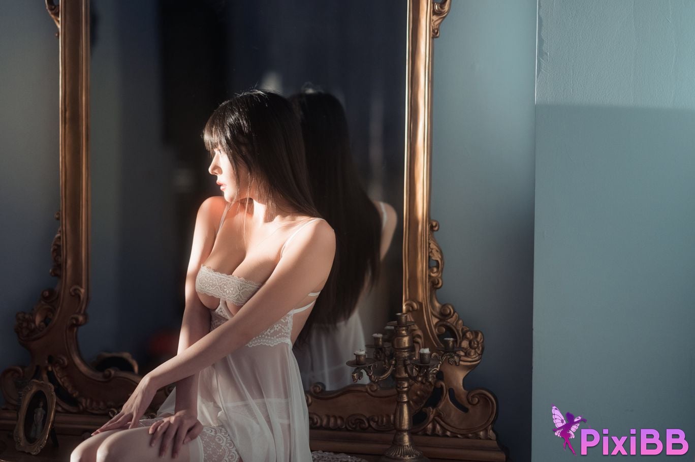 Cosplayer Vanilla Meow Lulu White silk gauze skirt PixiBB.COM 006