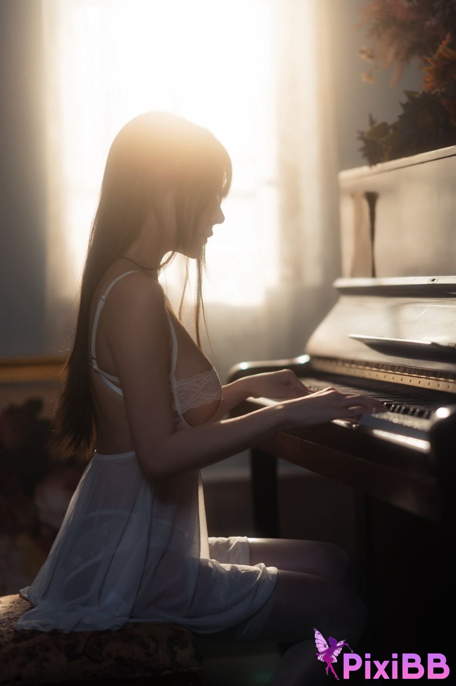 Cosplayer Vanilla Meow Lulu White silk gauze skirt PixiBB.COM 008