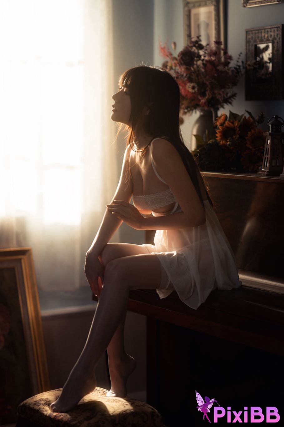 Cosplayer Vanilla Meow Lulu White silk gauze skirt PixiBB.COM 009