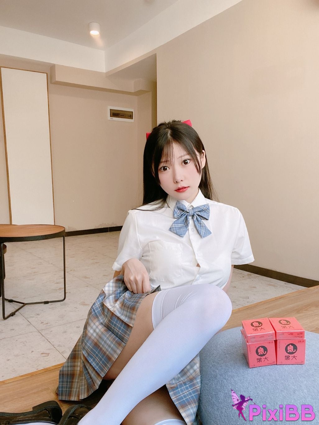 Cosplay Vanilla Meow Lulu Elephant JK Plaid Skirt PixiBB.COM 013