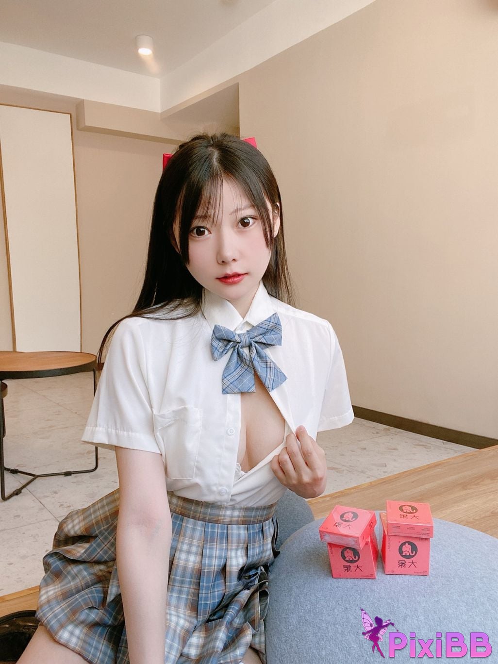 Cosplay Vanilla Meow Lulu Elephant JK Plaid Skirt PixiBB.COM 014