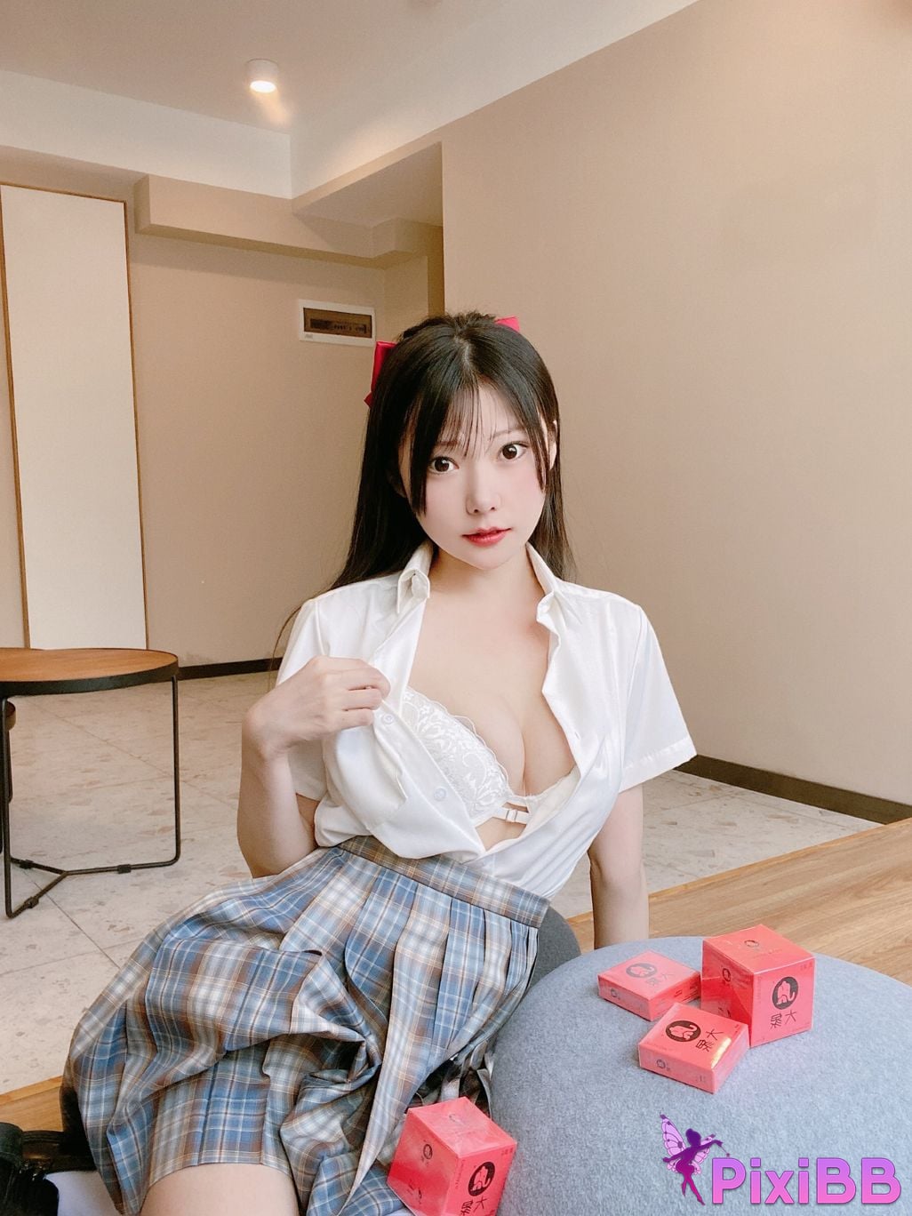 Cosplay Vanilla Meow Lulu Elephant JK Plaid Skirt PixiBB.COM 016