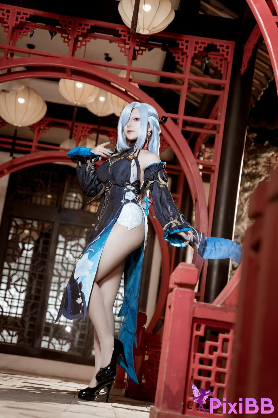 Cosplayer Husensen Genshin Shen He Cold Flower Dew PixiBB.COM 001