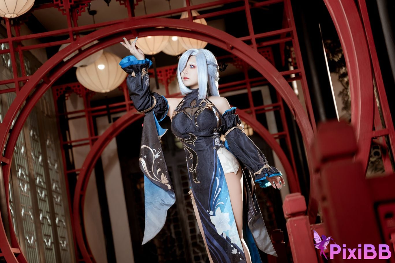 Cosplayer Husensen Genshin Shen He Cold Flower Dew PixiBB.COM 003