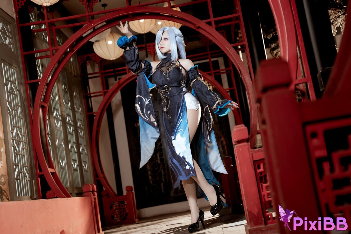 Cosplayer Husensen Genshin Shen He Cold Flower Dew PixiBB.COM 004
