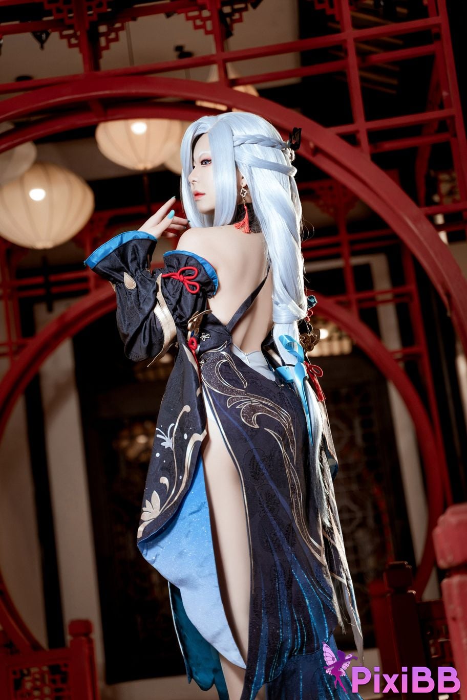 Cosplayer Husensen Genshin Shen He Cold Flower Dew PixiBB.COM 005