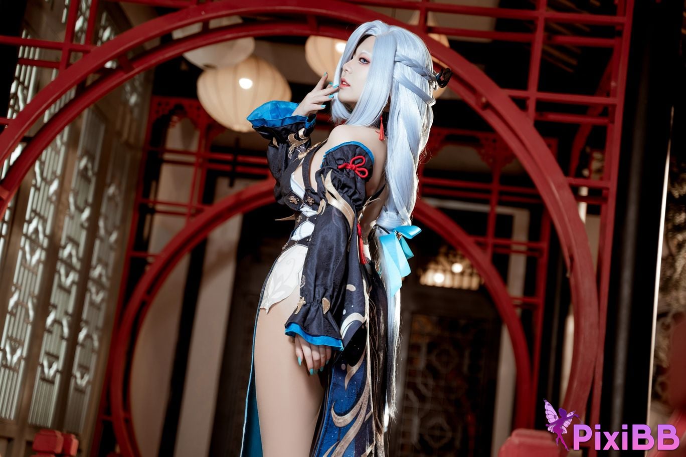 Cosplayer Husensen Genshin Shen He Cold Flower Dew PixiBB.COM 009