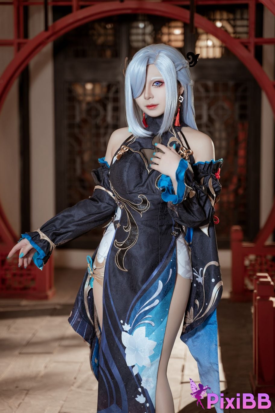 Cosplayer Husensen Genshin Shen He Cold Flower Dew PixiBB.COM 010