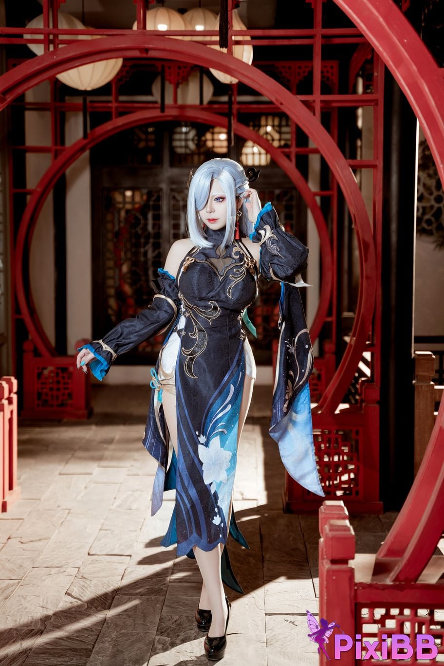 Cosplayer Husensen Genshin Shen He Cold Flower Dew PixiBB.COM 011