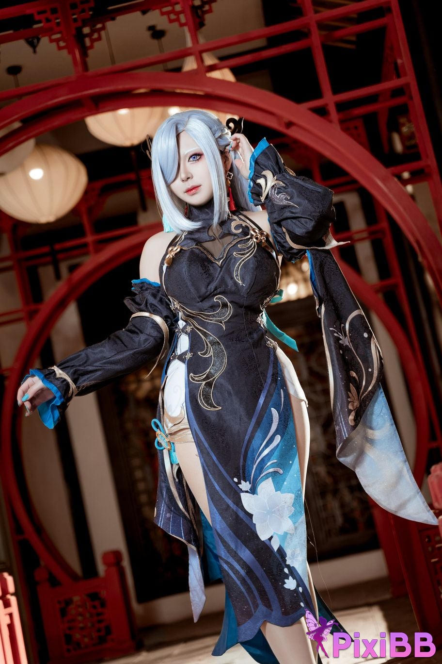Cosplayer Husensen Genshin Shen He Cold Flower Dew PixiBB.COM 012