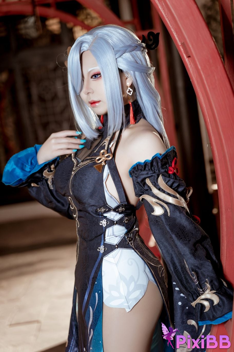 Cosplayer Husensen Genshin Shen He Cold Flower Dew PixiBB.COM 015