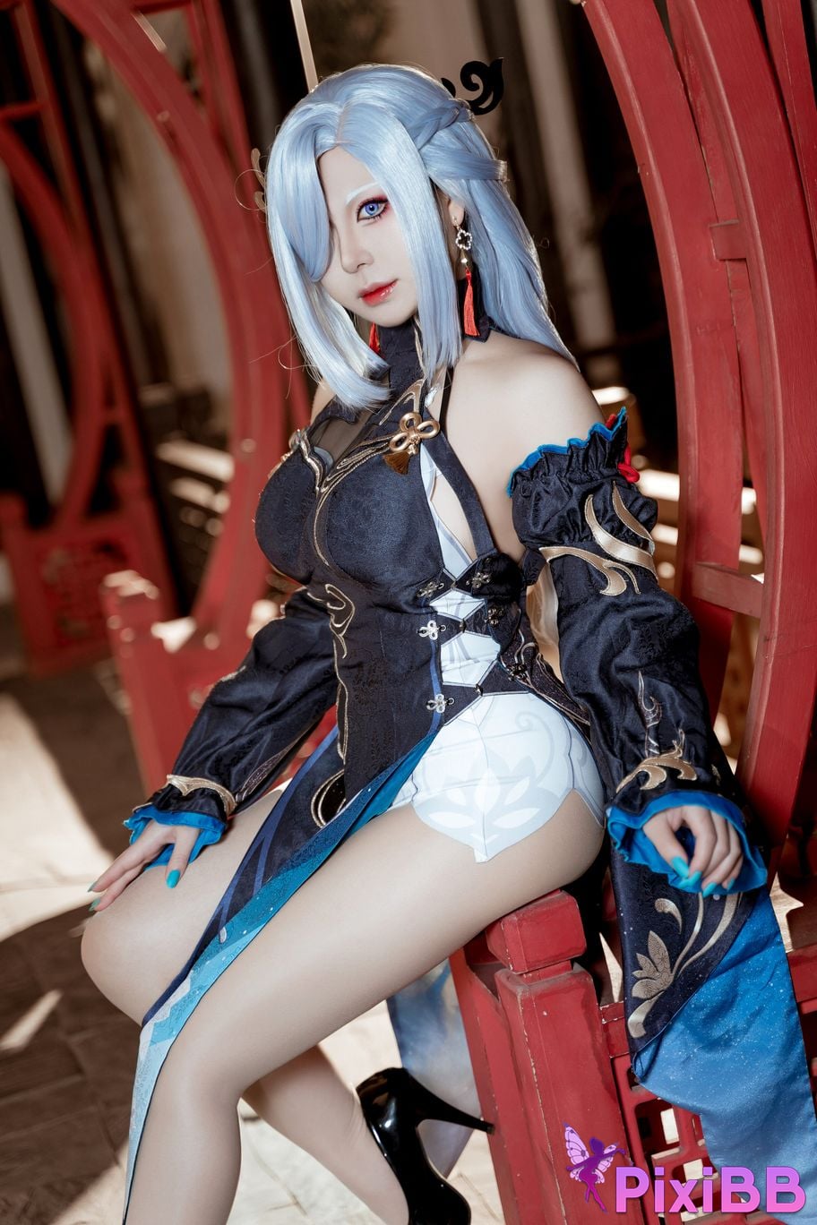 Cosplayer Husensen Genshin Shen He Cold Flower Dew PixiBB.COM 016