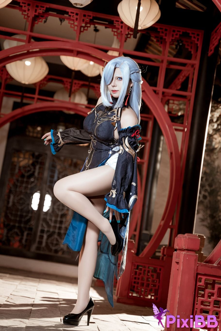 Cosplayer Husensen Genshin Shen He Cold Flower Dew PixiBB.COM 018