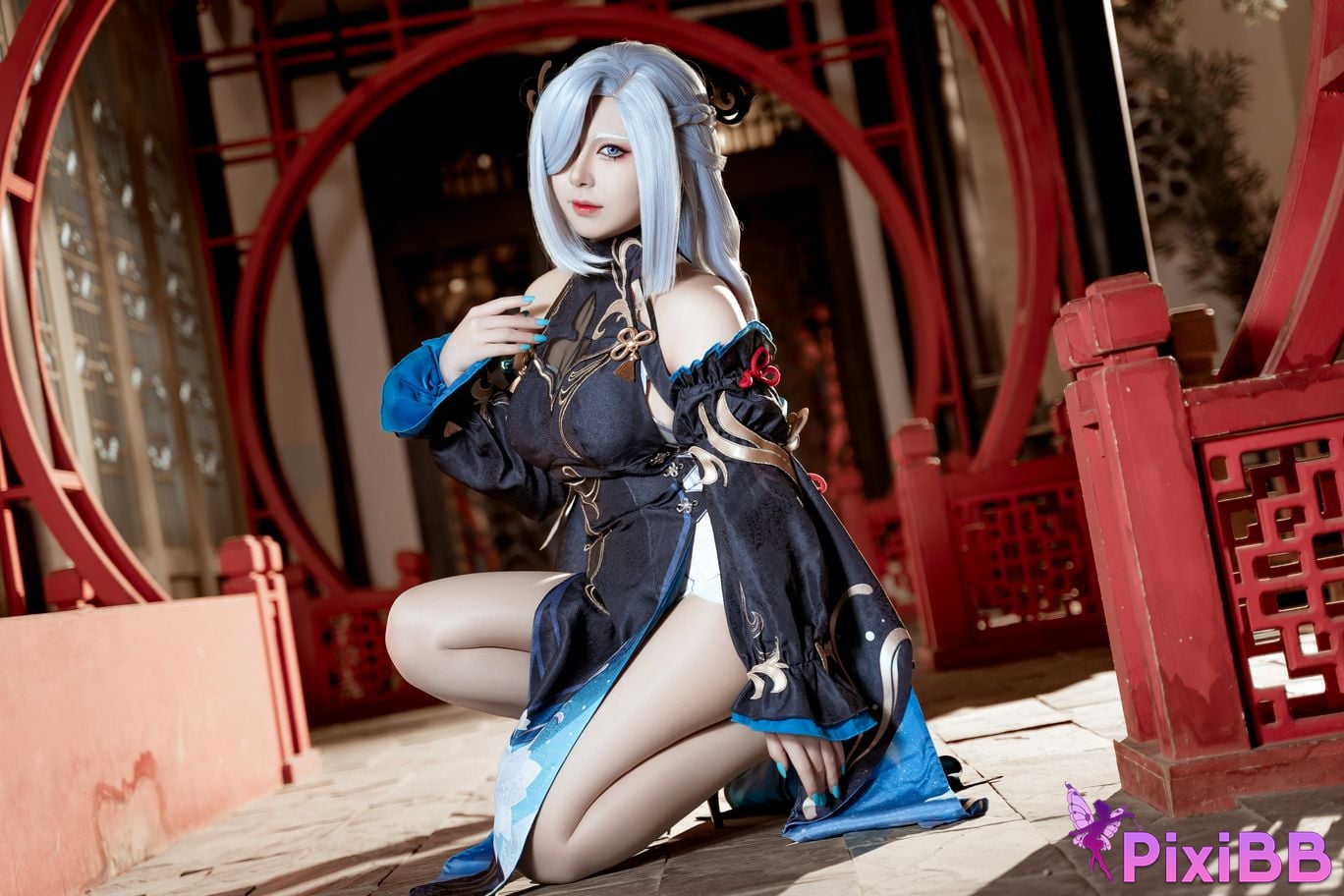 Cosplayer Husensen Genshin Shen He Cold Flower Dew PixiBB.COM 019