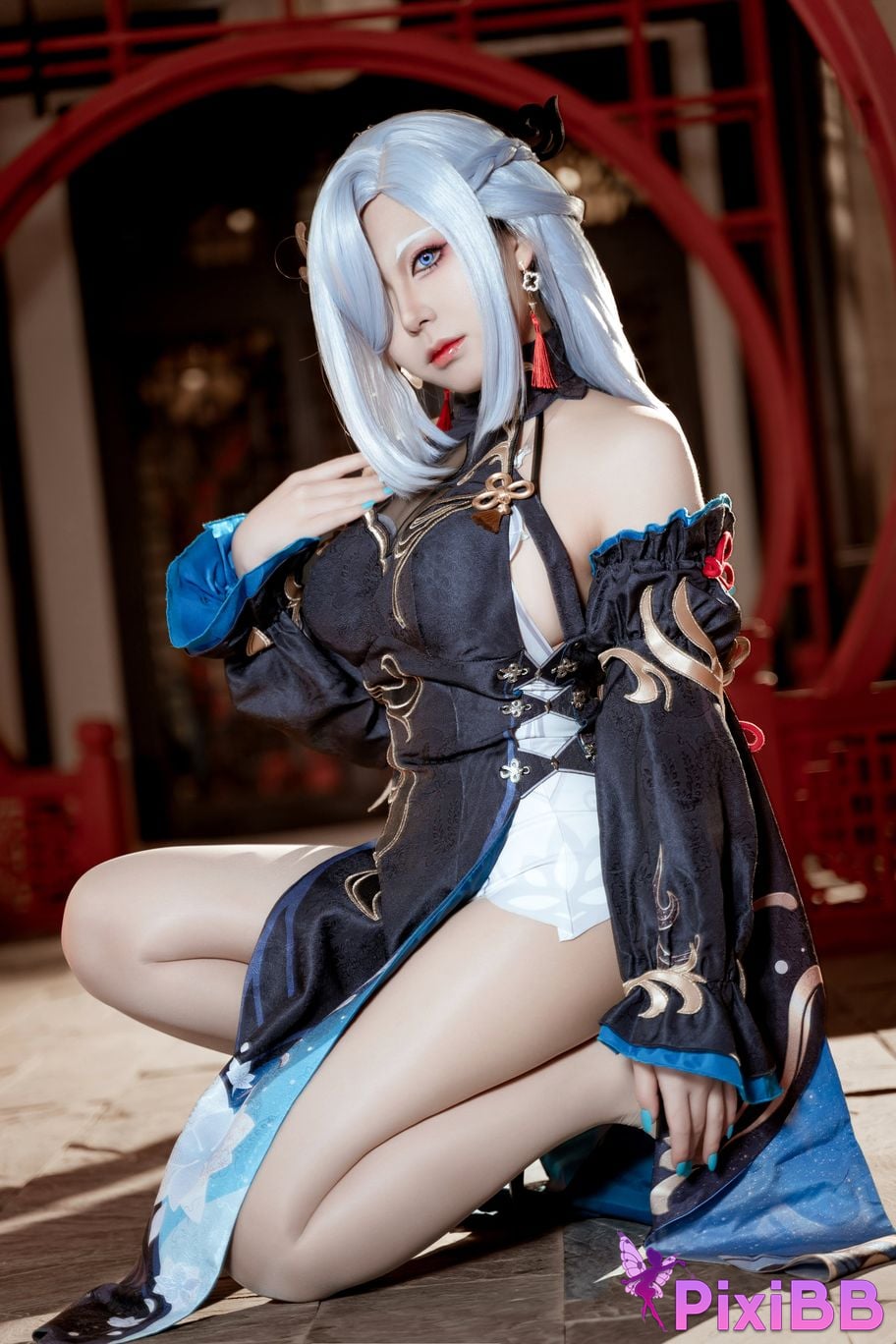 Cosplayer Husensen Genshin Shen He Cold Flower Dew PixiBB.COM 020