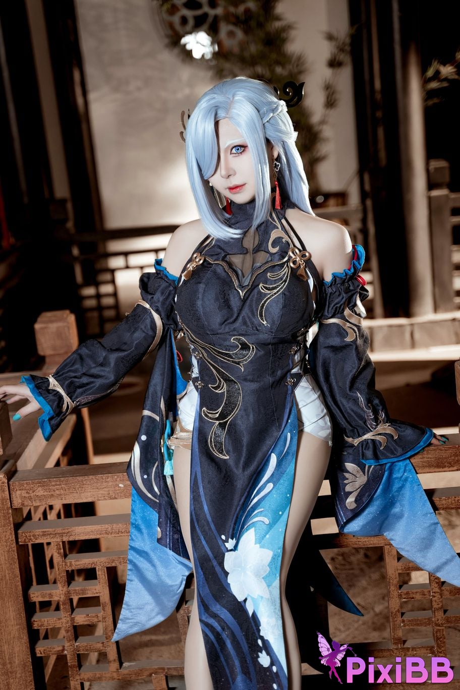Cosplayer Husensen Genshin Shen He Cold Flower Dew PixiBB.COM 021