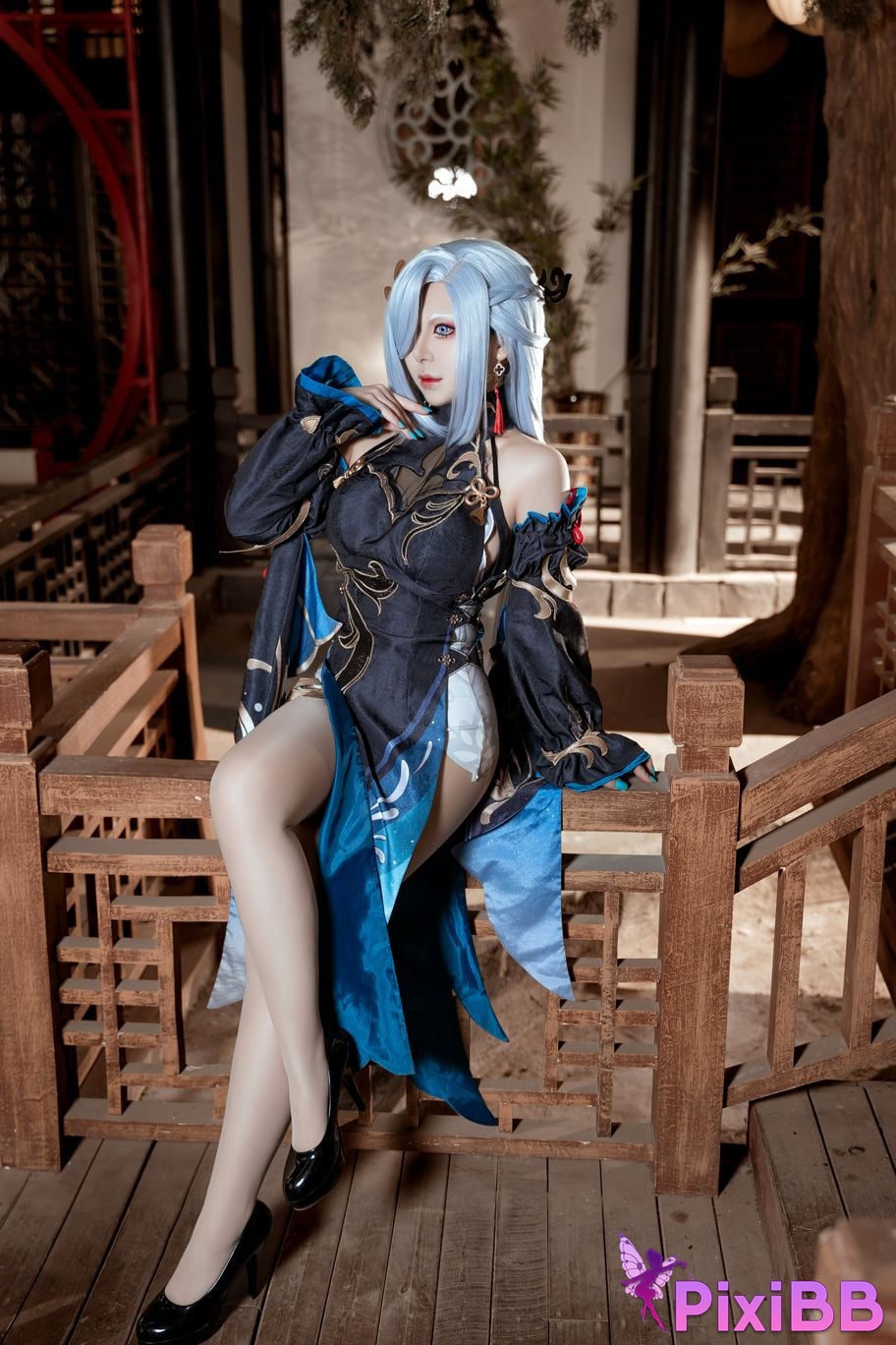 Cosplayer Husensen Genshin Shen He Cold Flower Dew PixiBB.COM 022