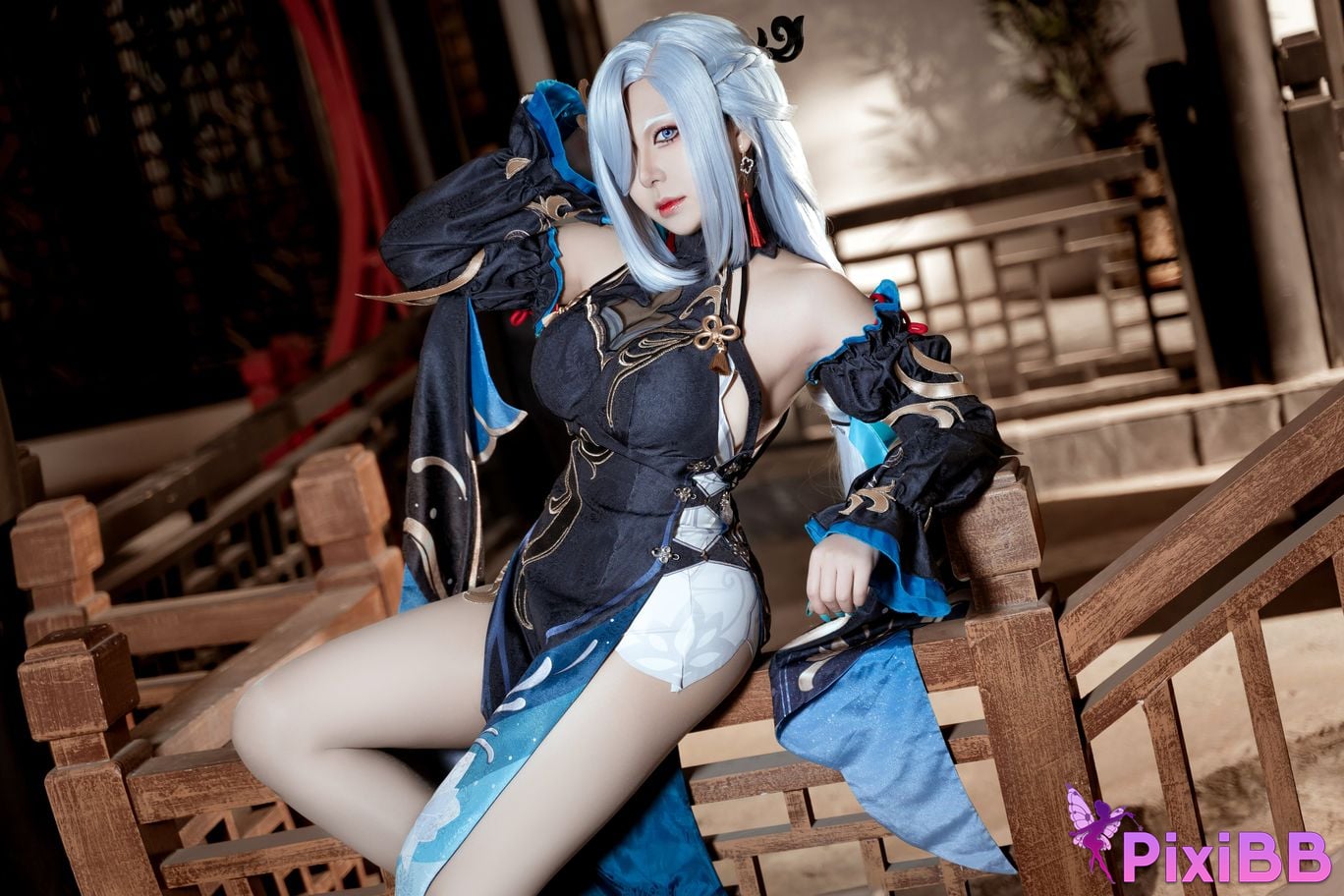 Cosplayer Husensen Genshin Shen He Cold Flower Dew PixiBB.COM 023