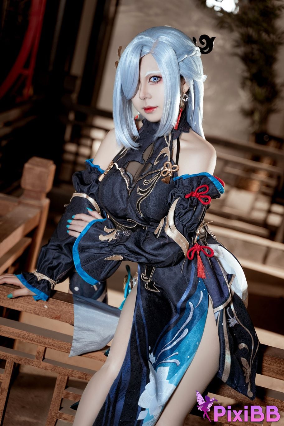 Cosplayer Husensen Genshin Shen He Cold Flower Dew PixiBB.COM 024